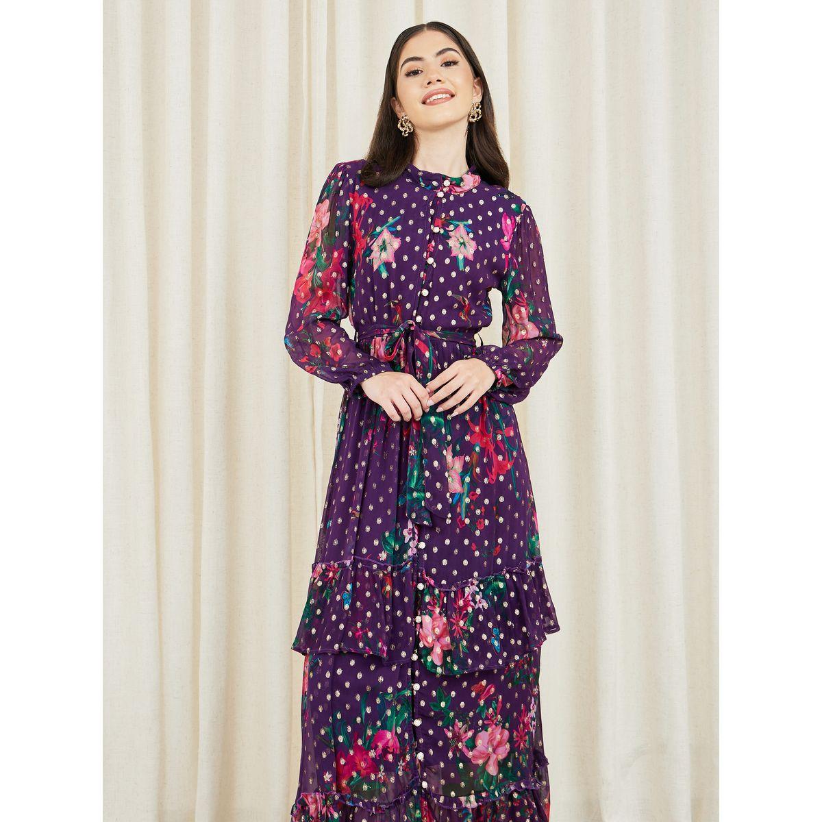 فستان طويل مطبع بزهور مع كسرات-women-clothing-dresses-image-2