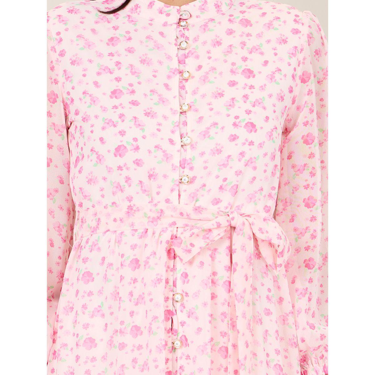 Styli Floral Ditsy Print Button Detail Layer Tiered Maxi Dress-women-clothing-dresses-image-3