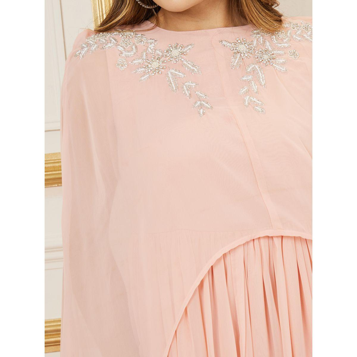 Styli Embellished Cape Style Pleated A Line Maxi Dress-women-clothing-dresses-image-3