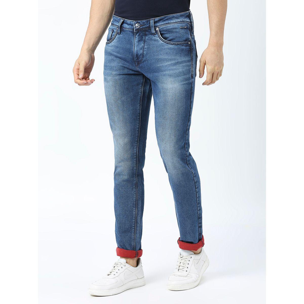 جينز بقصة سليم فت وخصر متوسط مع فتحات حزام لومان × ستايلي-men-clothing-bottoms-jeans-image-2