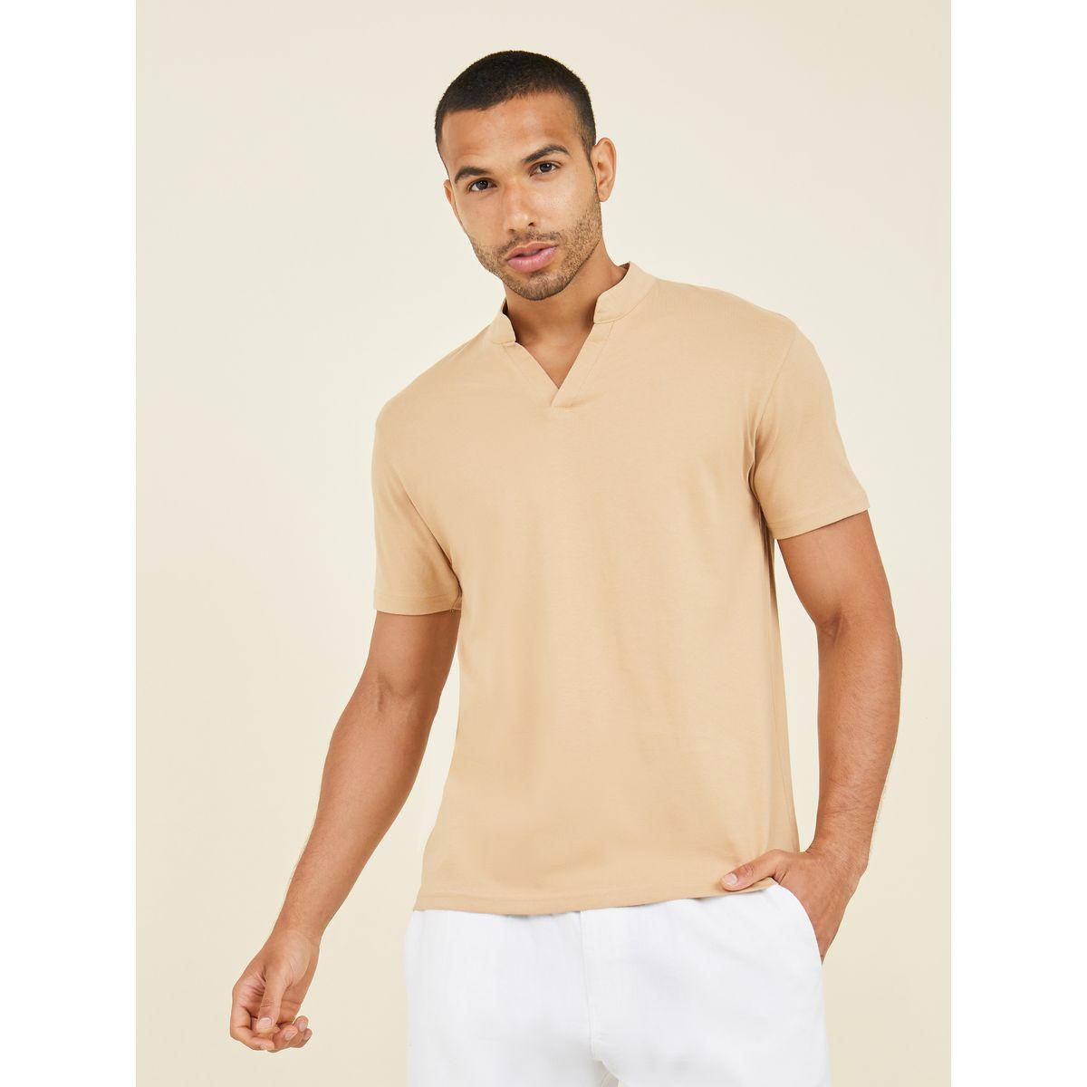 Styli Mandarin Collar Solid Compact Jersey Regular Polo-men-clothing-tshirtsandpolos-polos-image-1