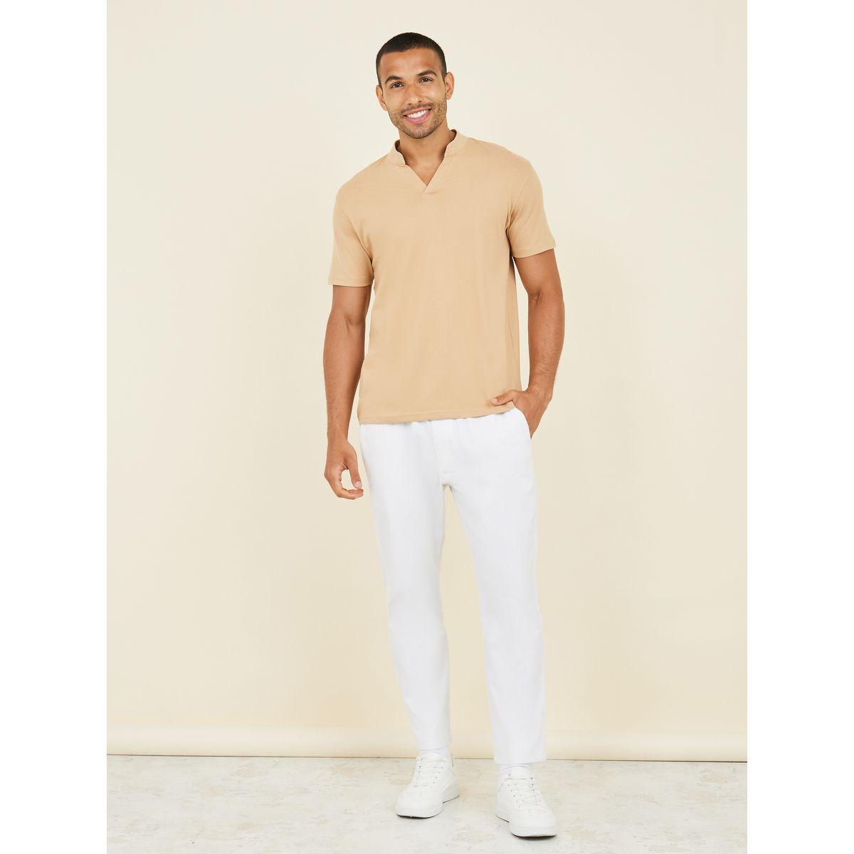 Styli Mandarin Collar Solid Compact Jersey Regular Polo-men-clothing-tshirtsandpolos-polos-image-2