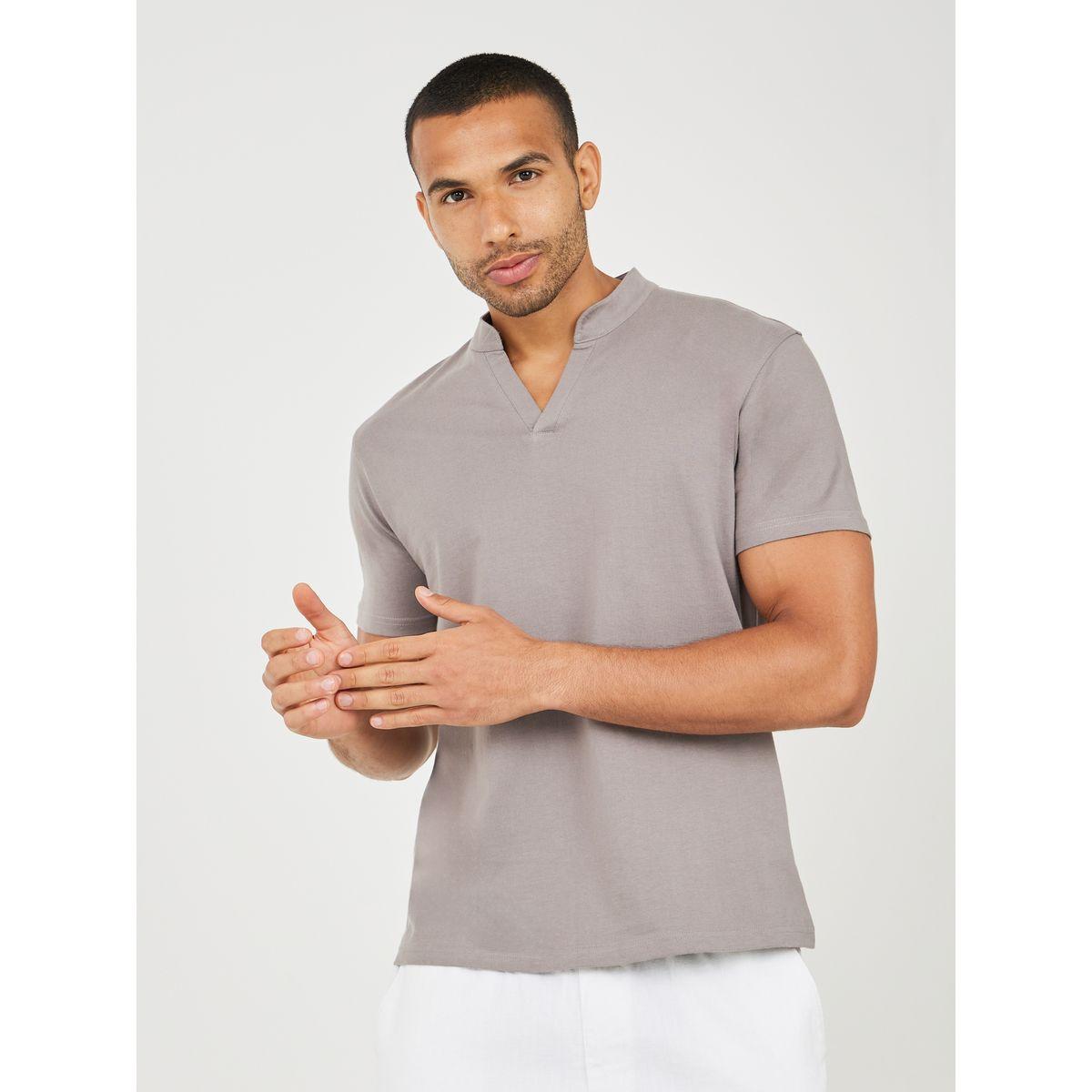 Styli Mandarin Collar Solid Compact Jersey Regular Polo-men-clothing-tshirtsandpolos-polos-image-1