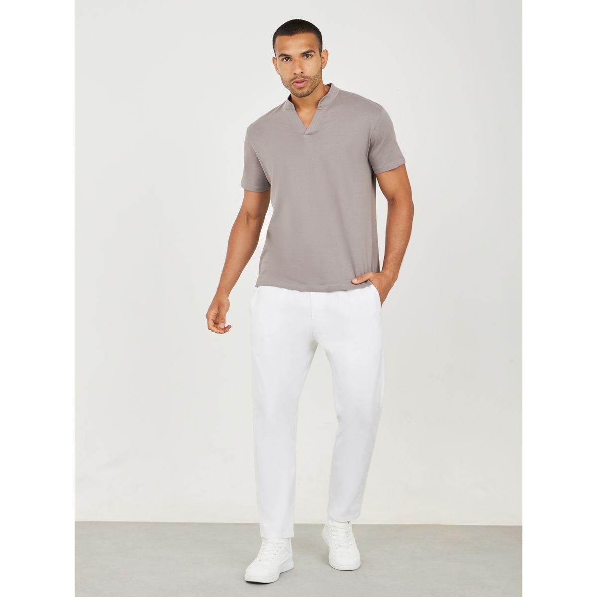 Styli Mandarin Collar Solid Compact Jersey Regular Polo-men-clothing-tshirtsandpolos-polos-image-2