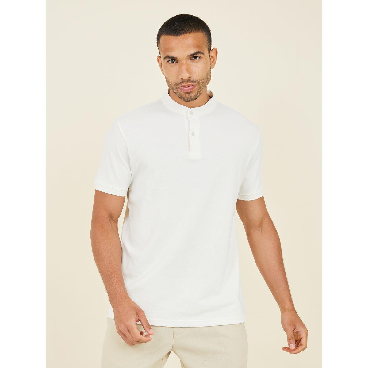Styli Grandad Collar Two Button Pique Polo-men-clothing-tshirtsandpolos-polos-image-1