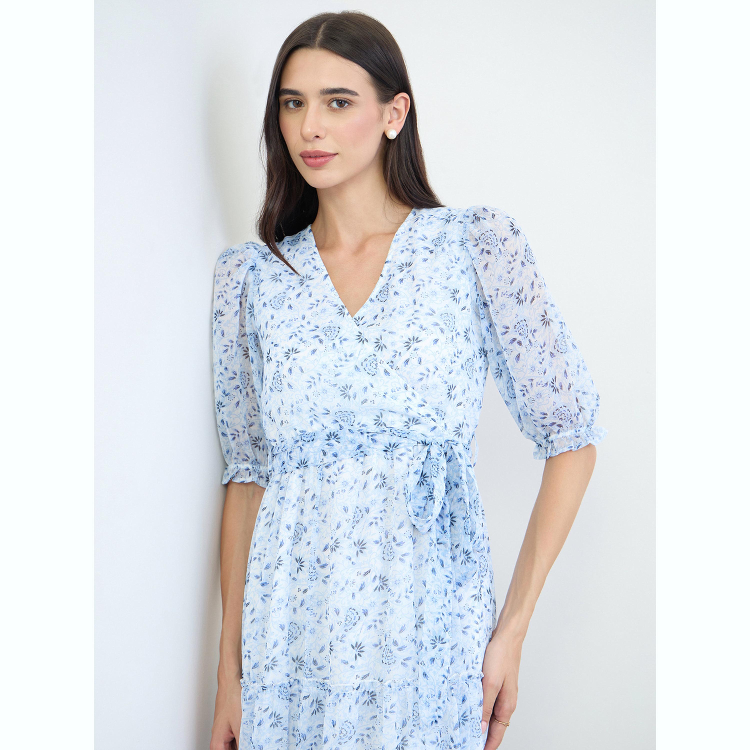 فستان ميدي بطبعة زهور ونمط لف-women-clothing-dresses-image-3