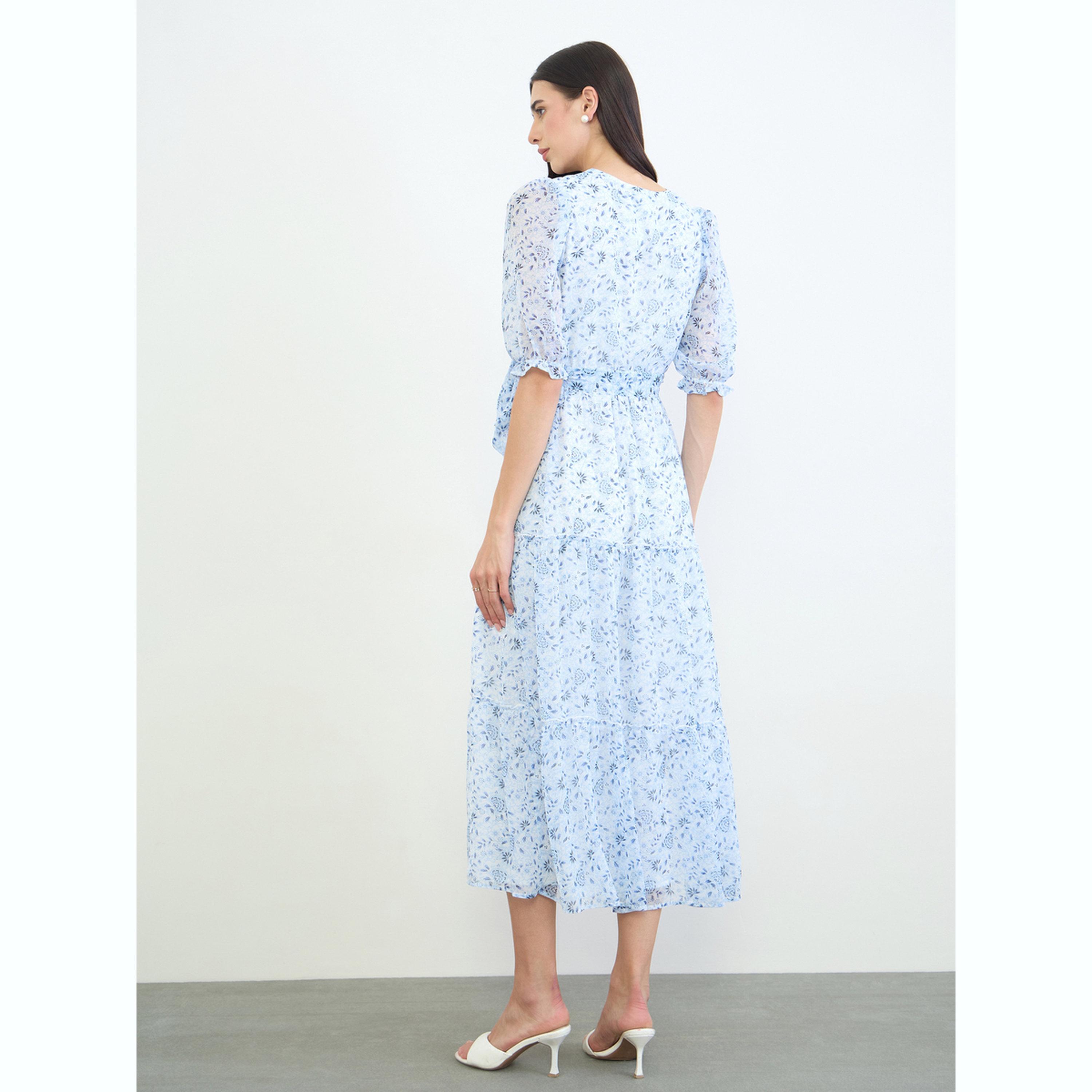 فستان ميدي بطبعة زهور ونمط لف-women-clothing-dresses-image-4