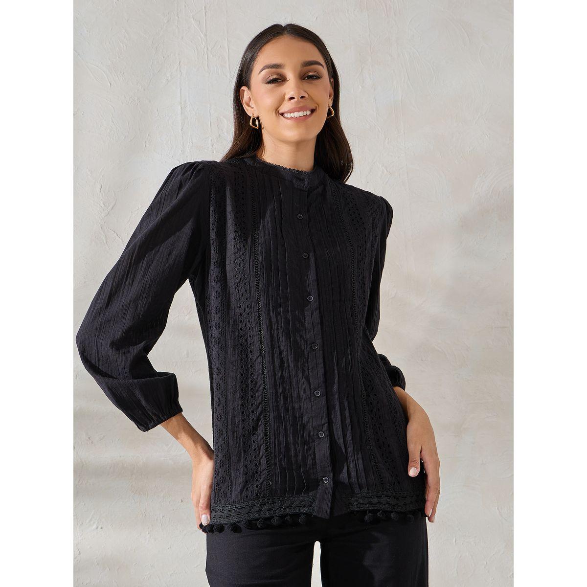 Styli Limited Schiffli Detail Top & Poplin Pant Co-Ords-women-clothing-coordsets-image-2