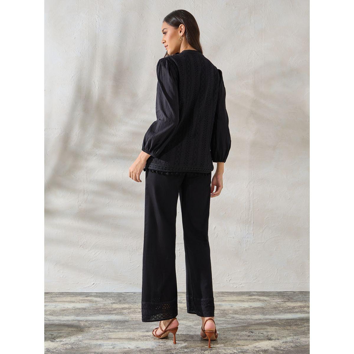 Styli Limited Schiffli Detail Top & Poplin Pant Co-Ords-women-clothing-coordsets-image-6