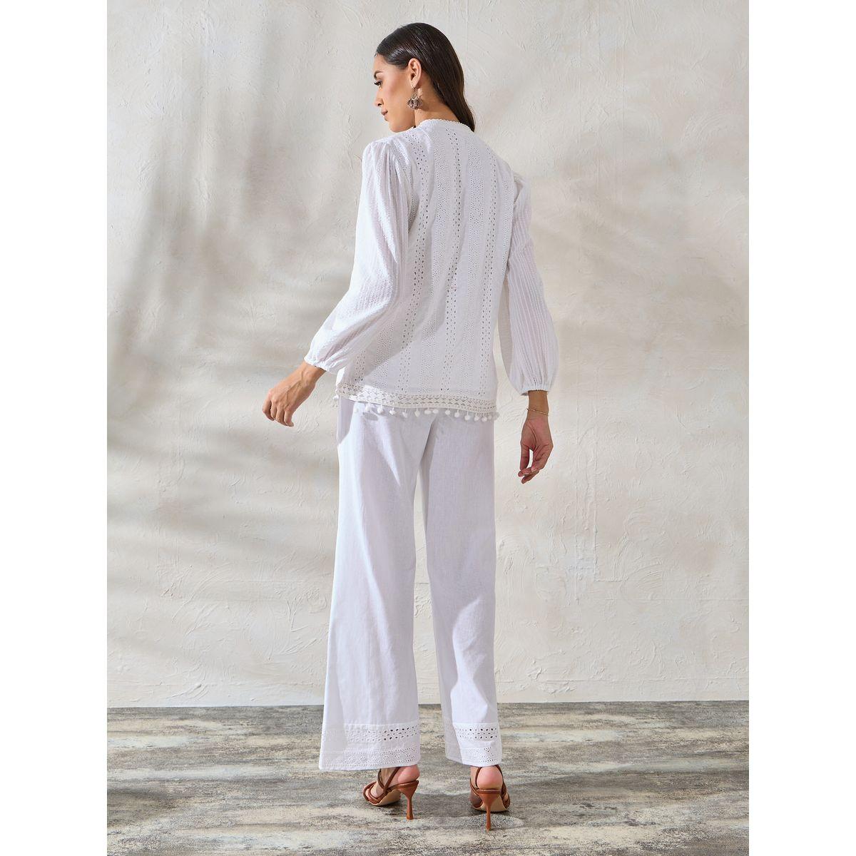 Styli Elevate Schiffli Detail Top & Poplin Pant Co-Ords-women-clothing-coordsets-image-6