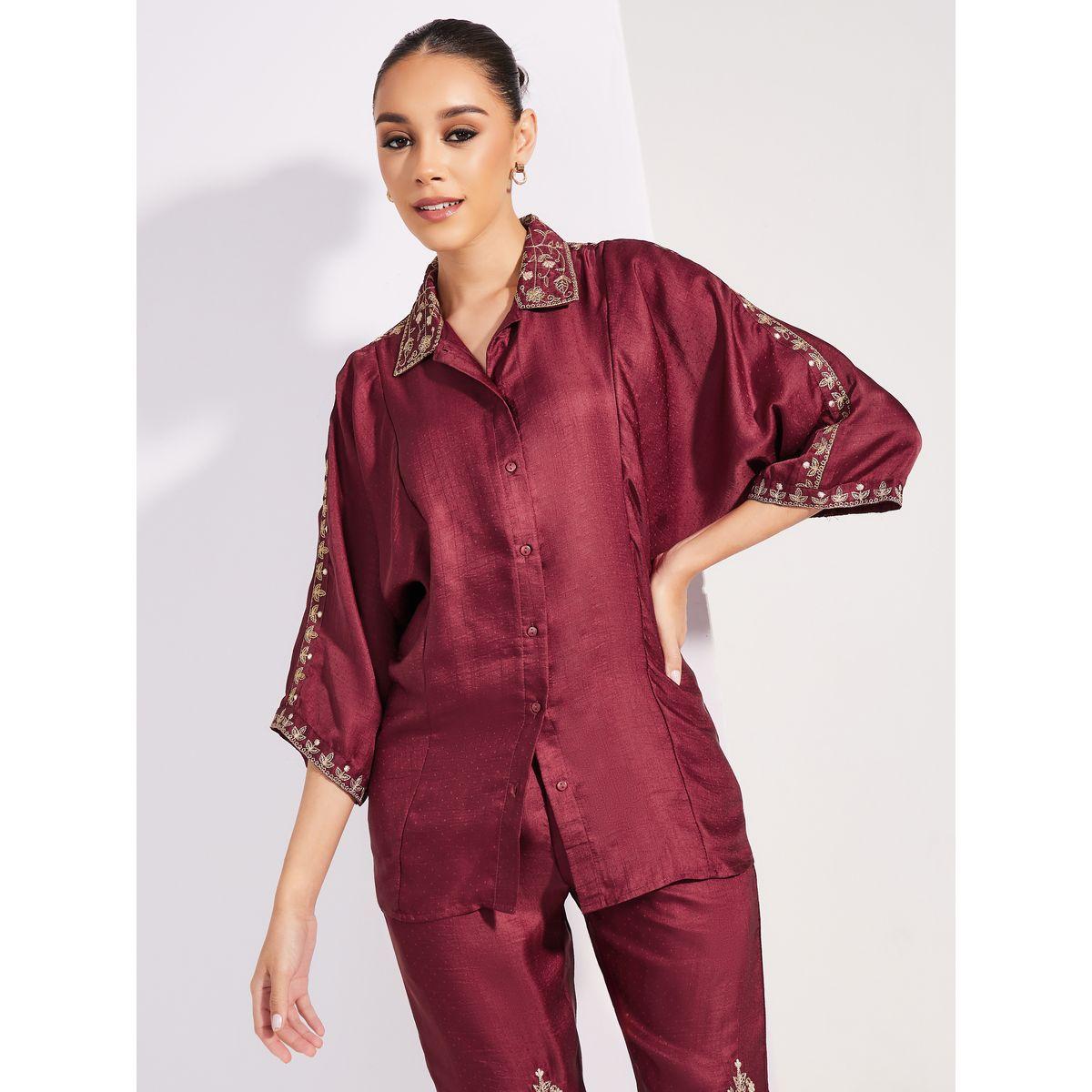Styli Limited Embroidered Trim 3/4 Sleeves Shirt & Pants Co-Ords-women-clothing-coordsets-image-3