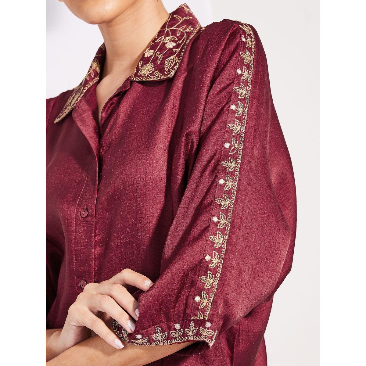Styli Limited Embroidered Trim 3/4 Sleeves Shirt & Pants Co-Ords-women-clothing-coordsets-image-4
