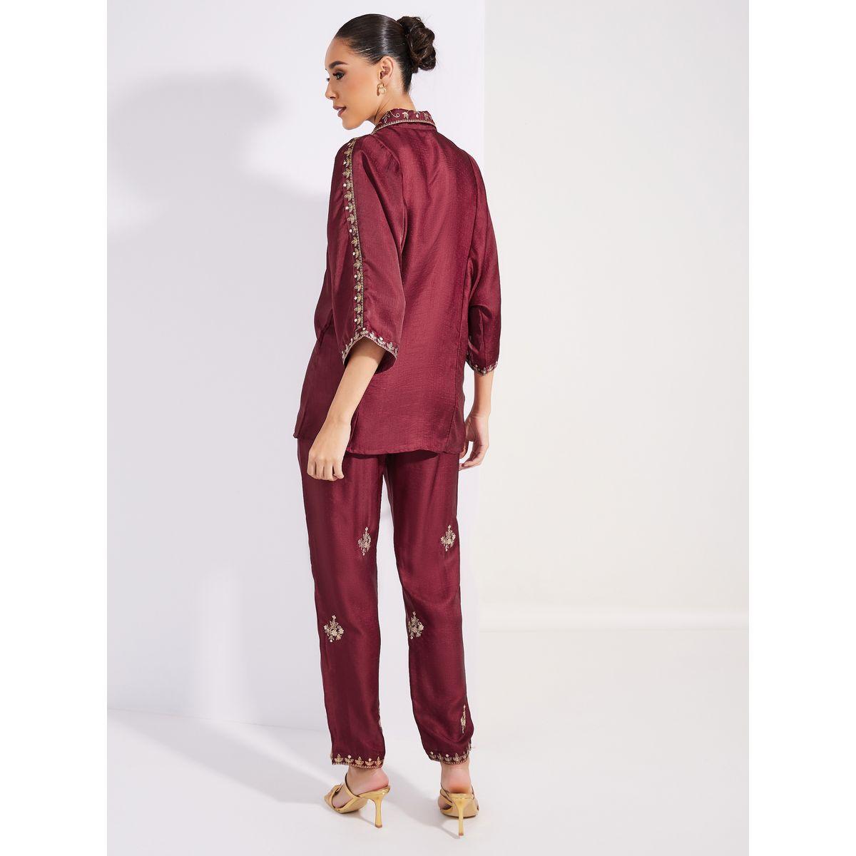 Styli Limited Embroidered Trim 3/4 Sleeves Shirt & Pants Co-Ords-women-clothing-coordsets-image-5