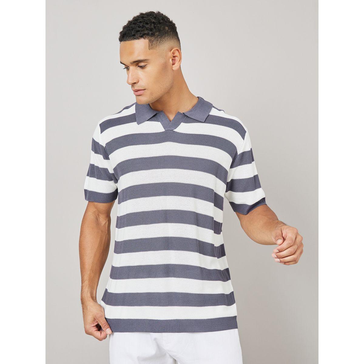 Styli Striped Ribbed Revere Collar Relaxed Polo-men-clothing-tshirtsandpolos-polos-image-1