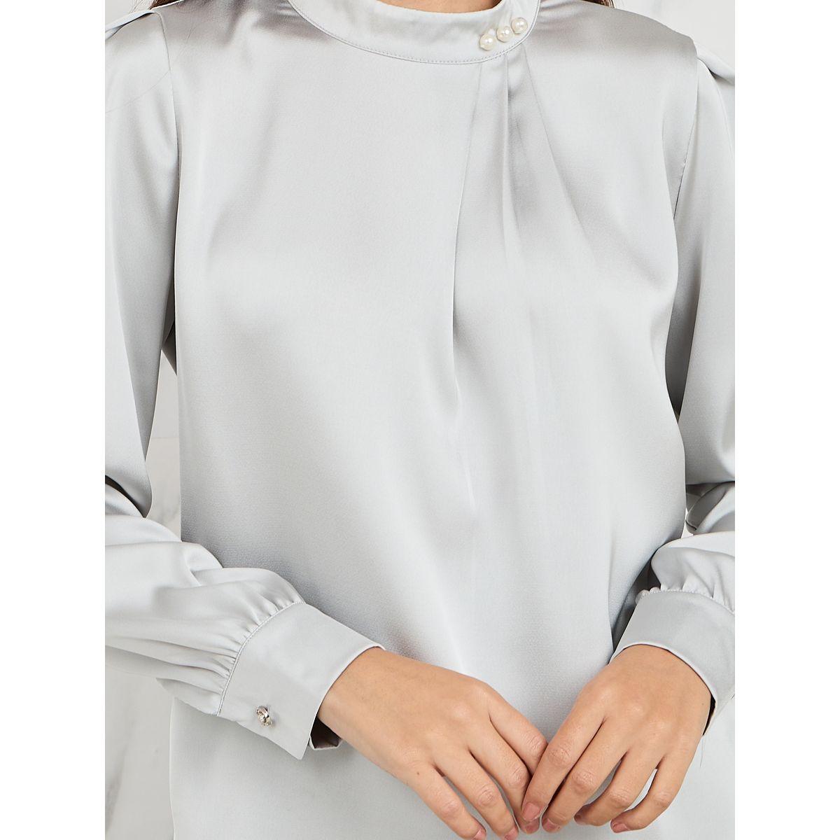 Styli Elevate Satin Pearl Pleated Detail Regular Fit Blouse-women-clothing-shirtsandblouses-blouses-image-4