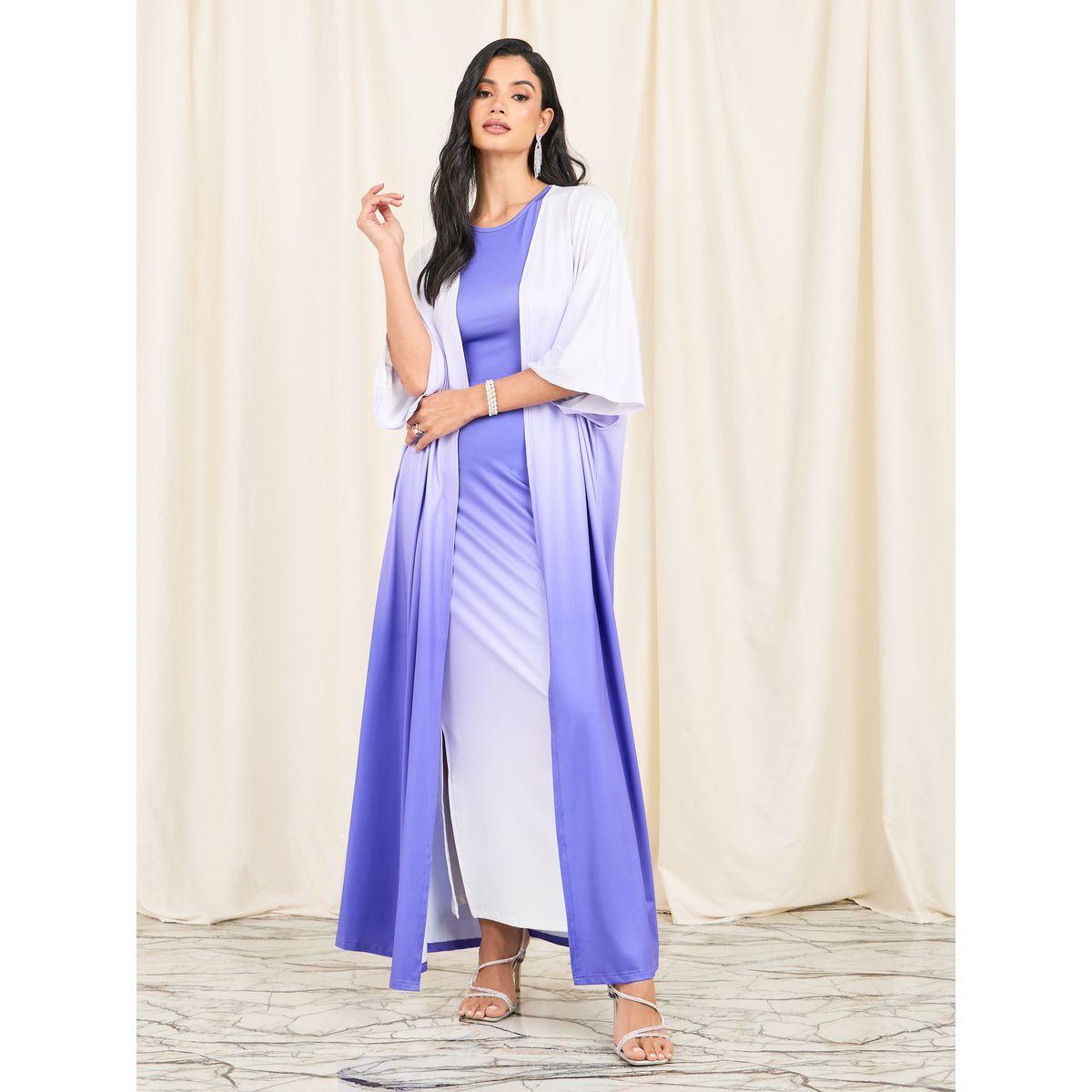 مجموعة من عباية وفستان طويل بديكون بتدرج الالوان-women-arabicclothing-abayas-image-6