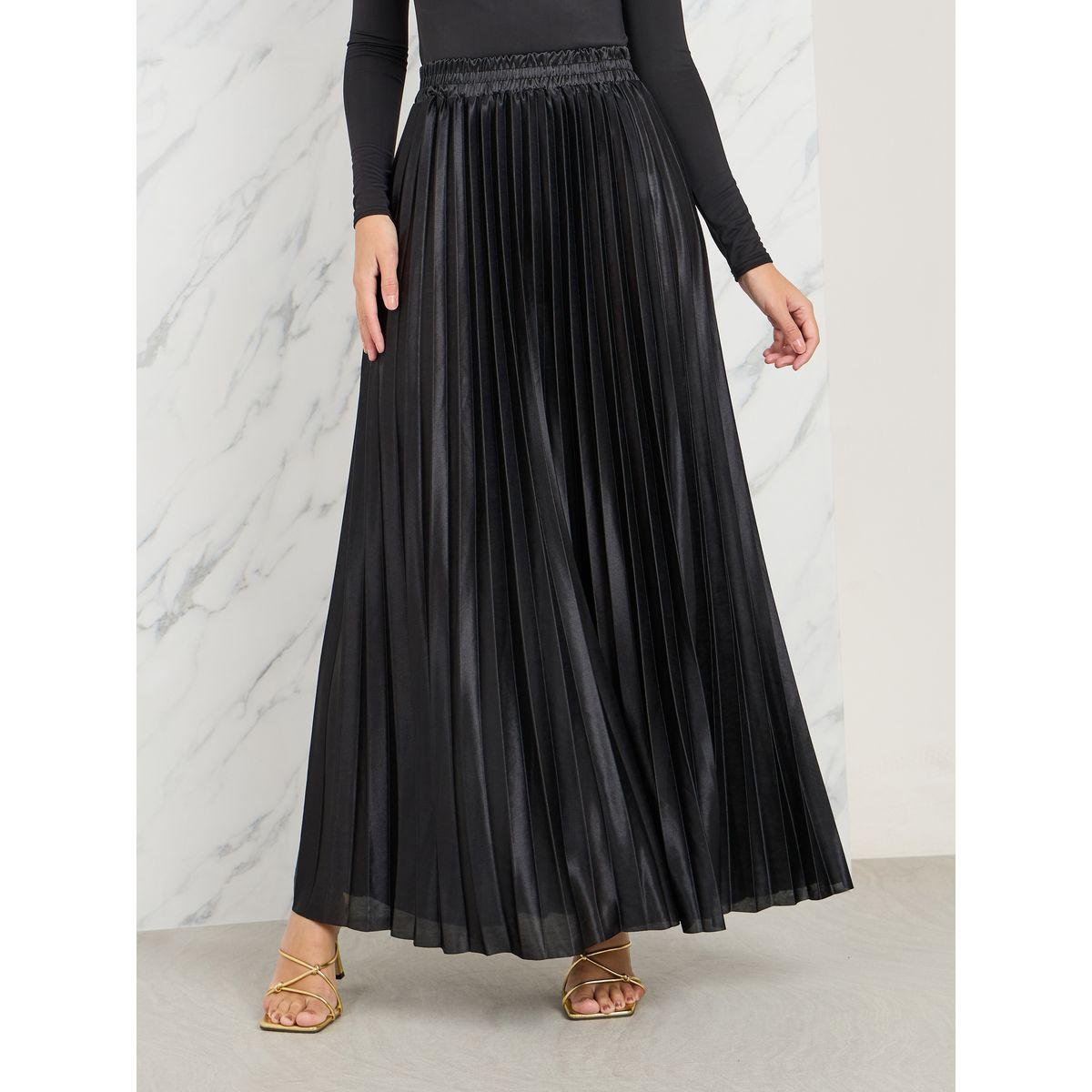 تنورة طويلة ساتان مزينة بكسرات-women-clothing-bottoms-skirts-image-2