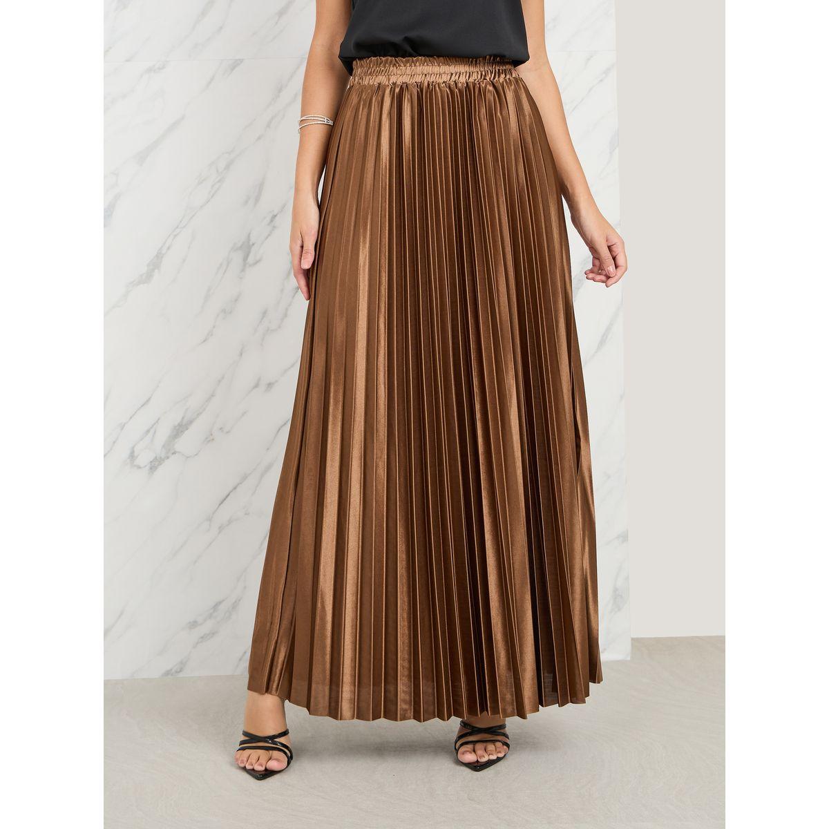 Styli Elevate Satin Pleated High Rise A-Line Maxi Skirt-women-clothing-bottoms-skirts-image-2