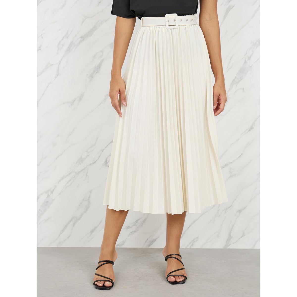 تنورة ميدي مزينة بكسرات مع حزام-women-clothing-bottoms-skirts-image-1