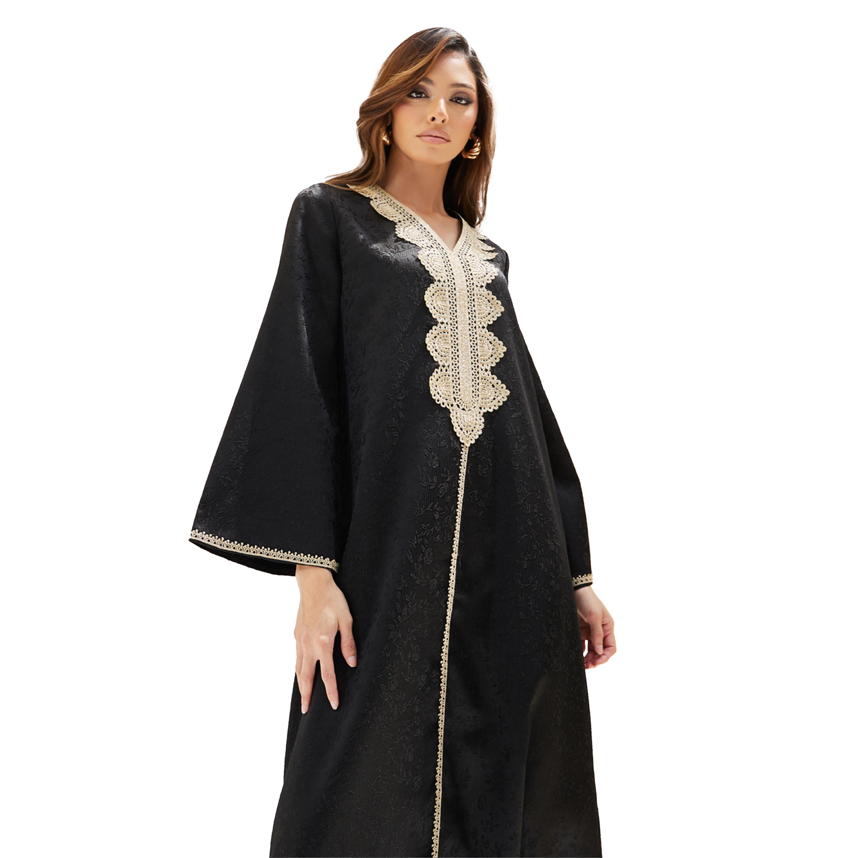 ستايلي - جلابية جاكار مع تفاصيل دانتيل مطرزة-women-arabicclothing-jalabiyas-image-3