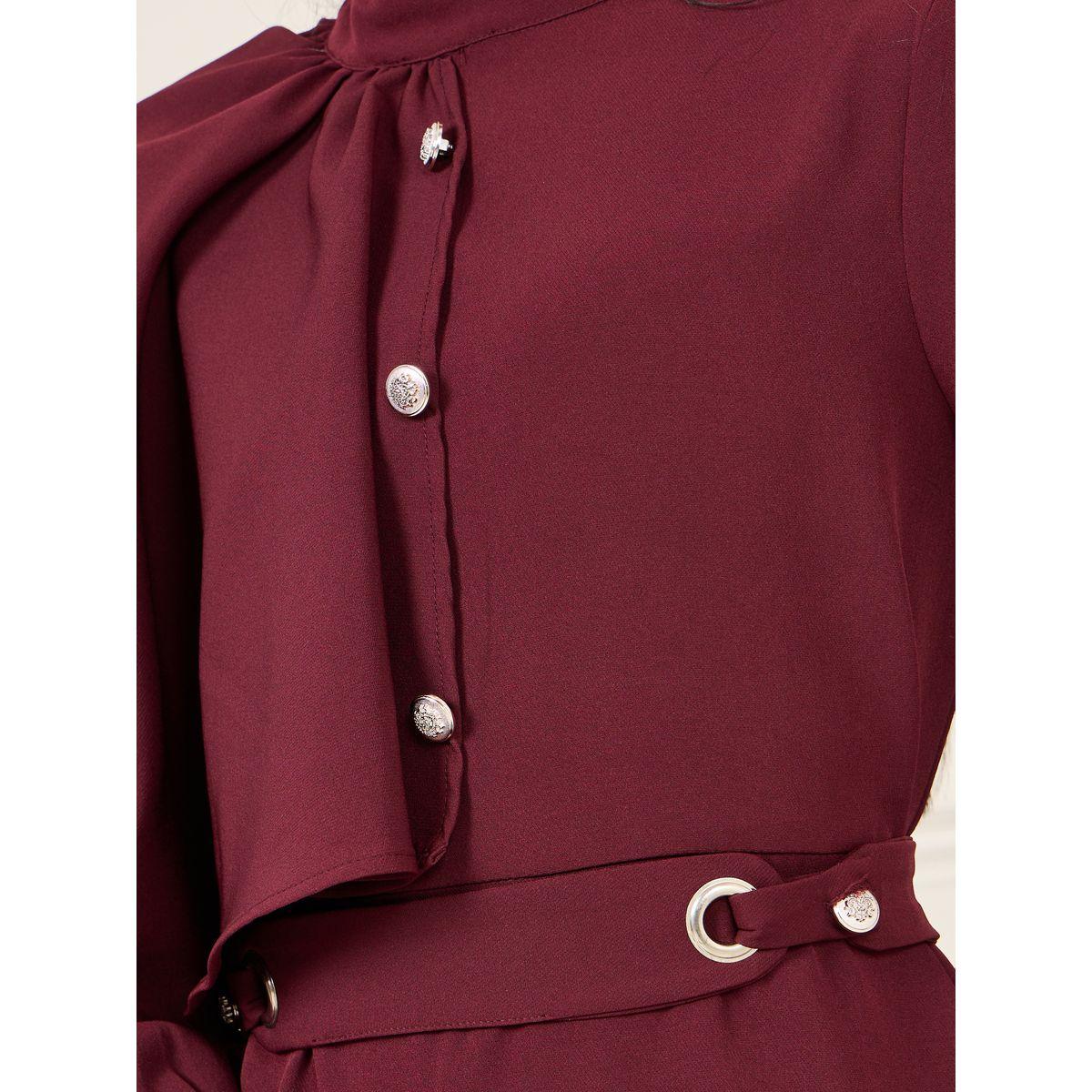 Styli Limited Ruffle Cape Style High Neck Midi Dress-women-clothing-dresses-image-3