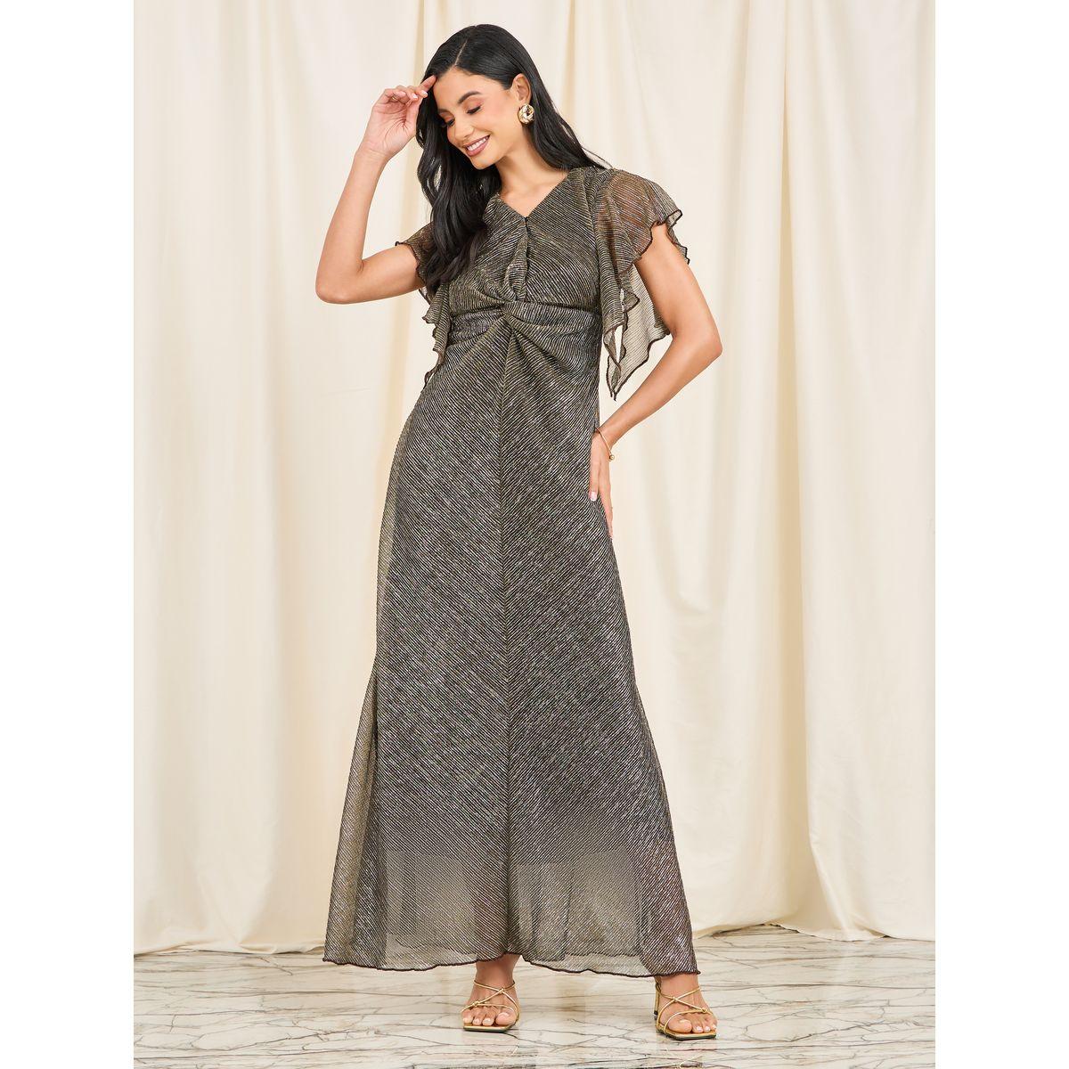 فستان طويل بليسيه بتفاصيل كشكش-women-clothing-dresses-image-1