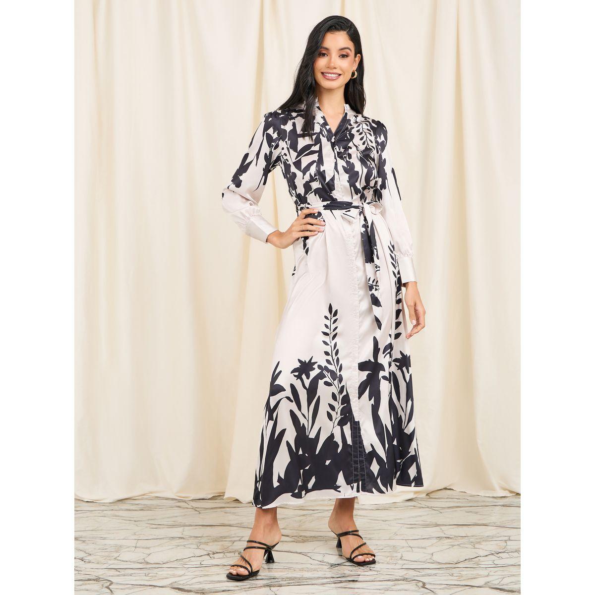 فستان طويل ساتان بطبعة زهور واربطة-women-clothing-dresses-image-1
