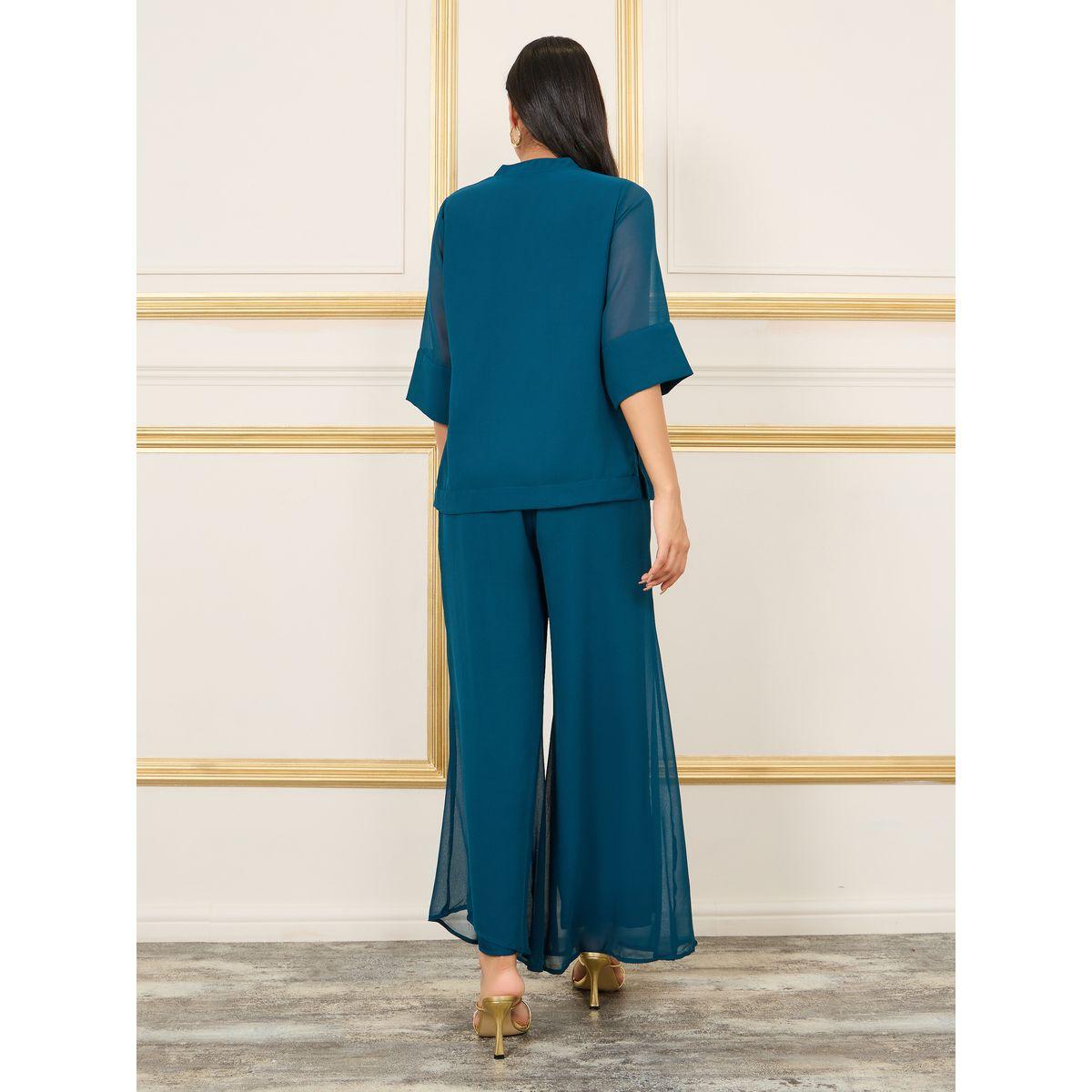 طقم من بنطال بارجل واسعة مع بلوزة بتفاصيل مُطرّزة-women-clothing-coordsets-image-5