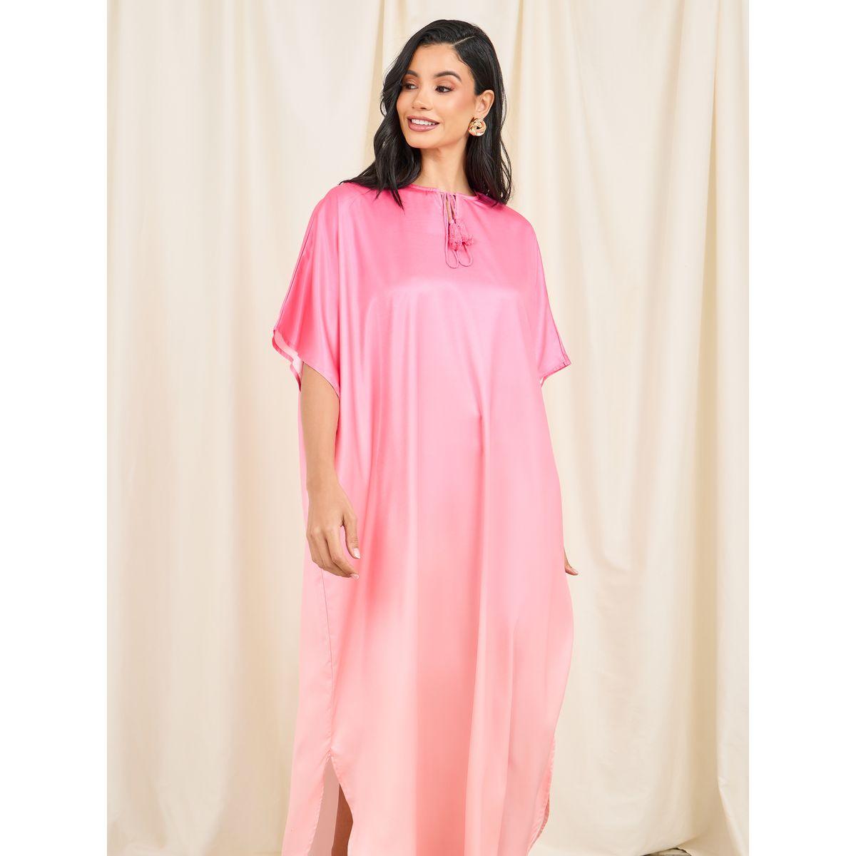 فستان ميدي ساتان بنمط قفطان وحافة منحنية-women-clothing-dresses-image-2