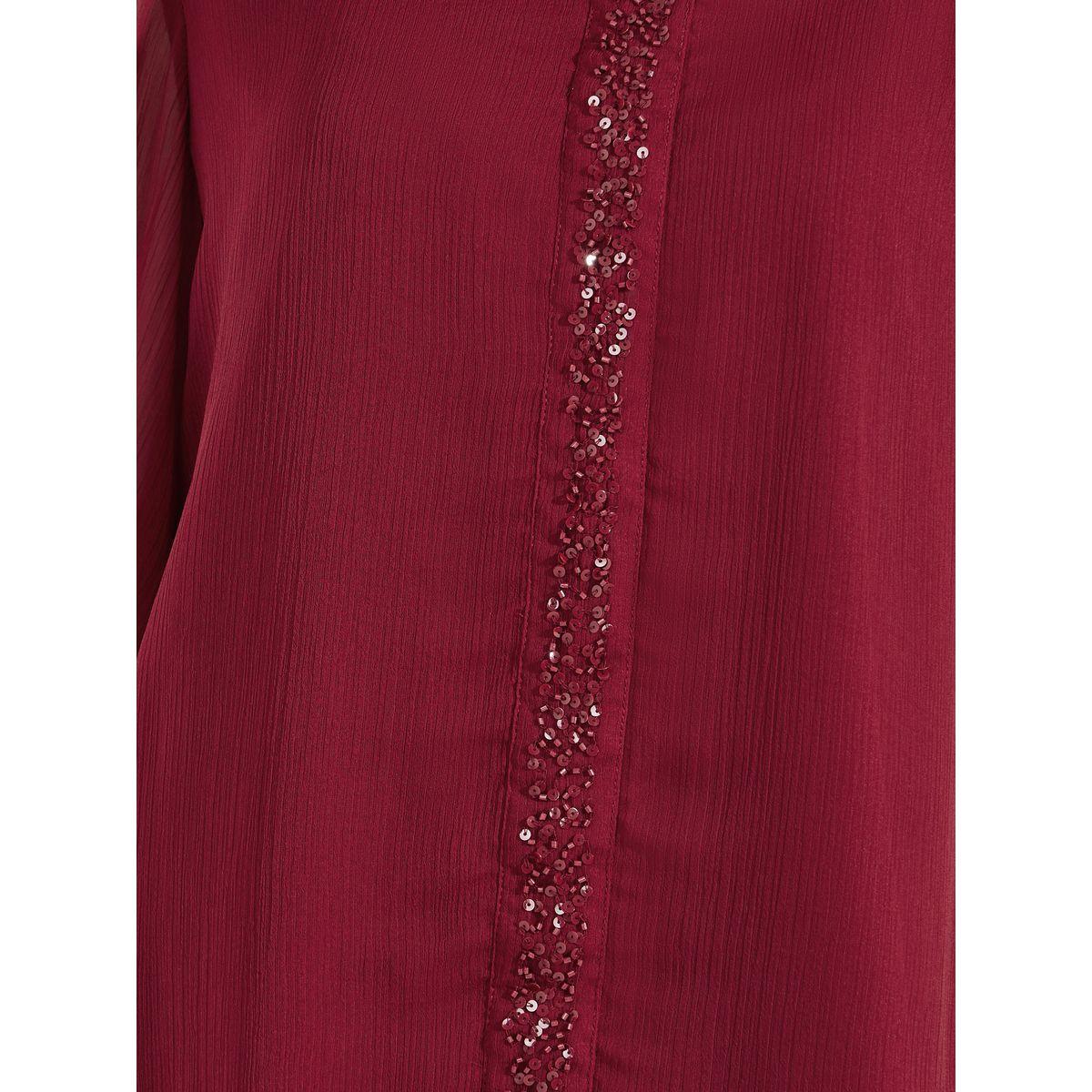 Styli Beaded Placket Chiffon Shirt & Flared Pants Co-Ords-women-clothing-coordsets-image-3