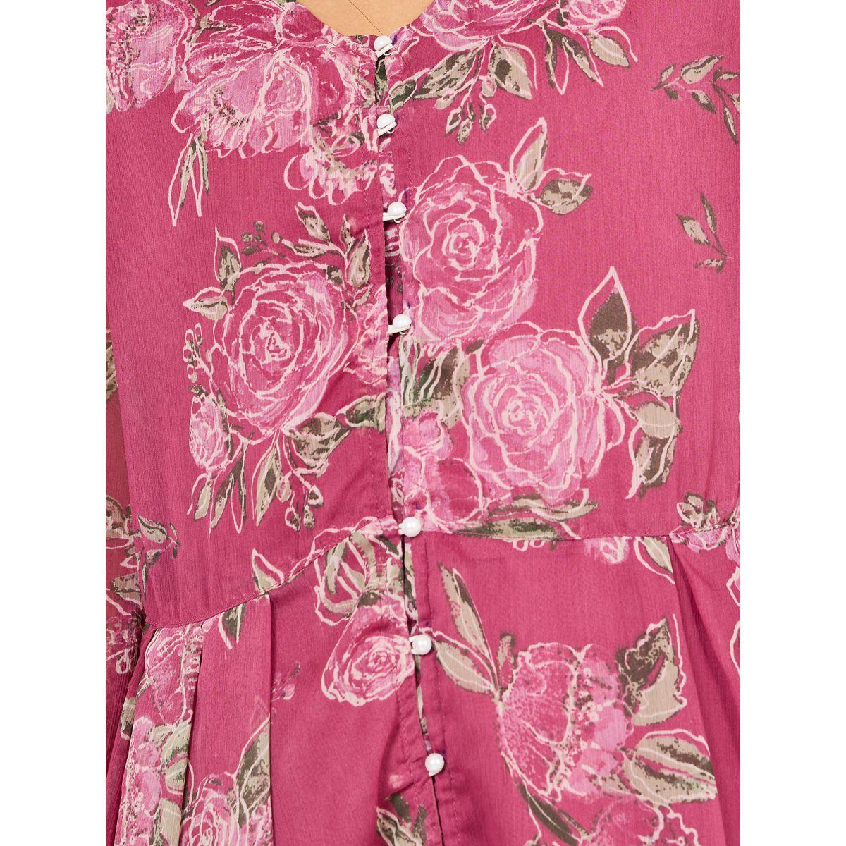 طقم منسق من بنطال وبلوزة بيبلوم مطبعة بزهور-women-clothing-coordsets-image-3
