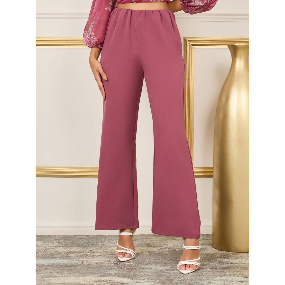 طقم منسق من بنطال وبلوزة بيبلوم مطبعة بزهور-women-clothing-coordsets-image-4