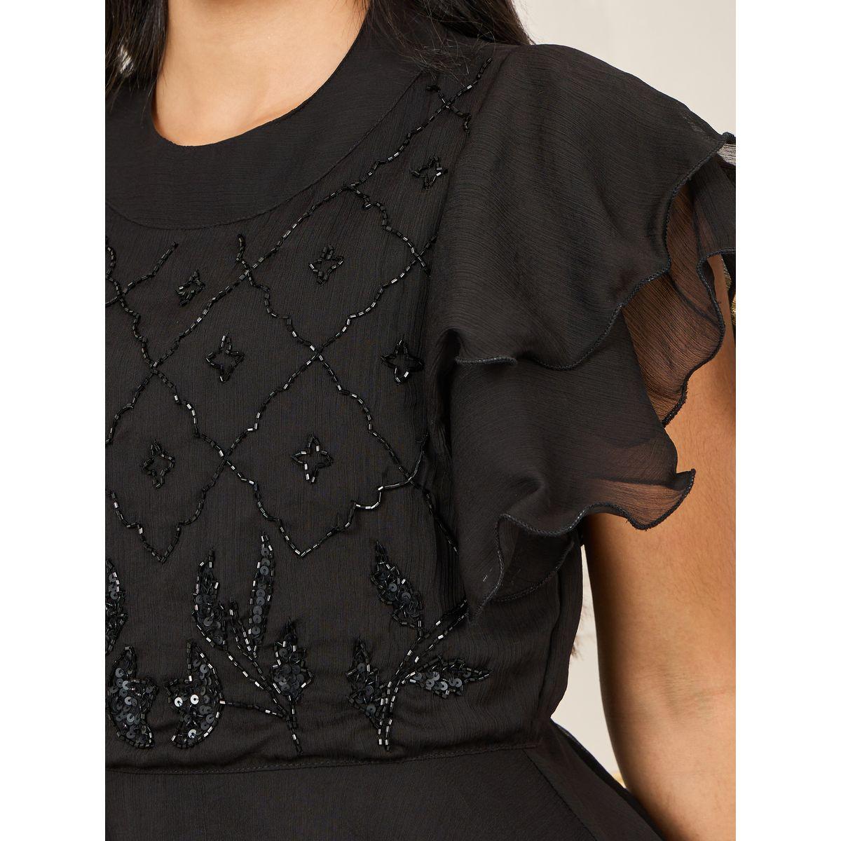 Styli Embellished Layer Ruffle Sleeves Peplum Top and Flared Pant Co-Ords-women-clothing-coordsets-image-3