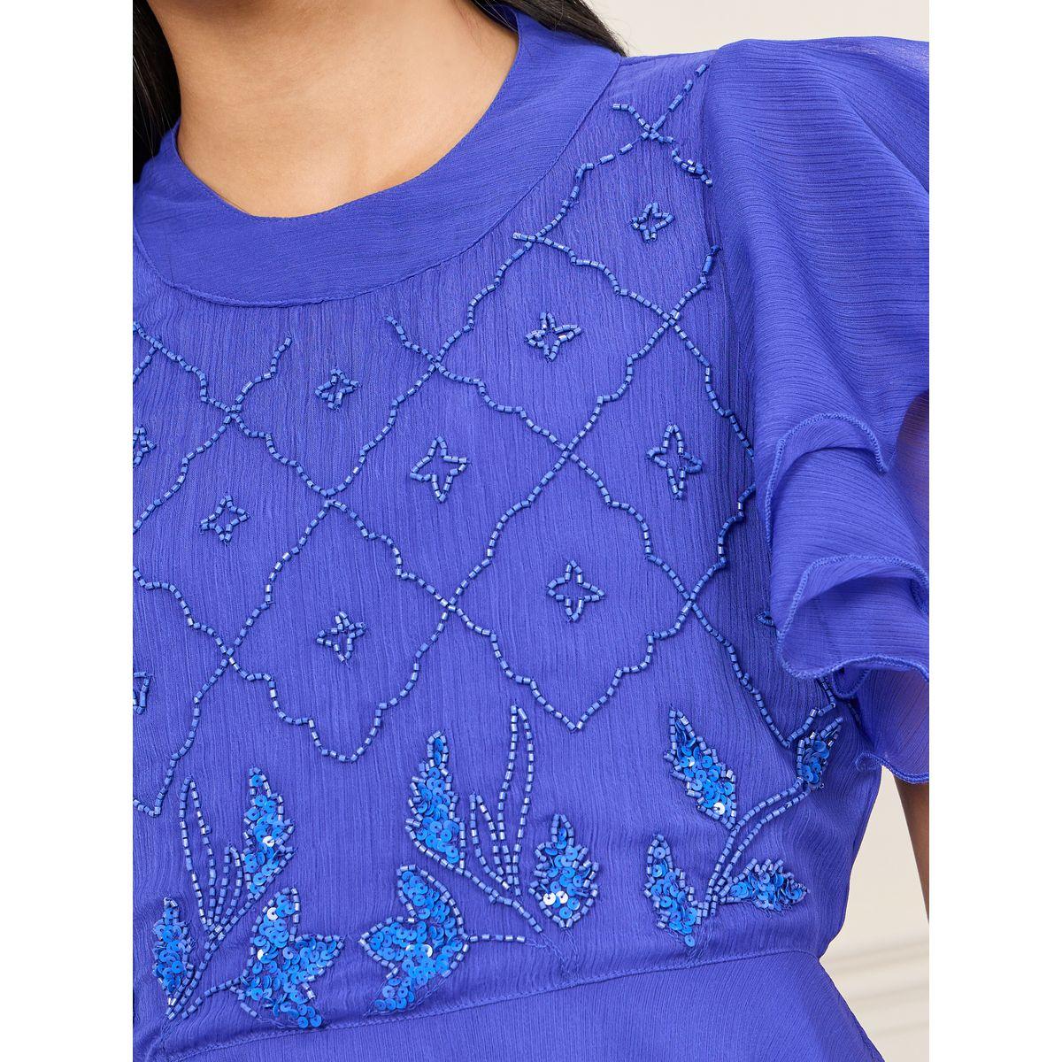 Styli Embellished Layer Ruffle Sleeves Peplum Top and Flared Pant Co-Ords-women-clothing-coordsets-image-3