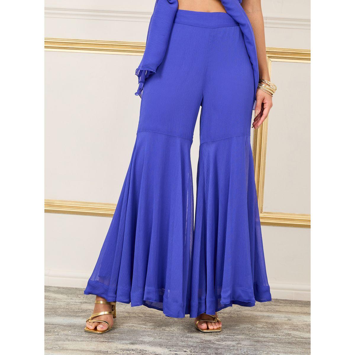 طقم منسق من بنطال واسع مع بلوزة بيبلوم بكشكش-women-clothing-coordsets-image-4