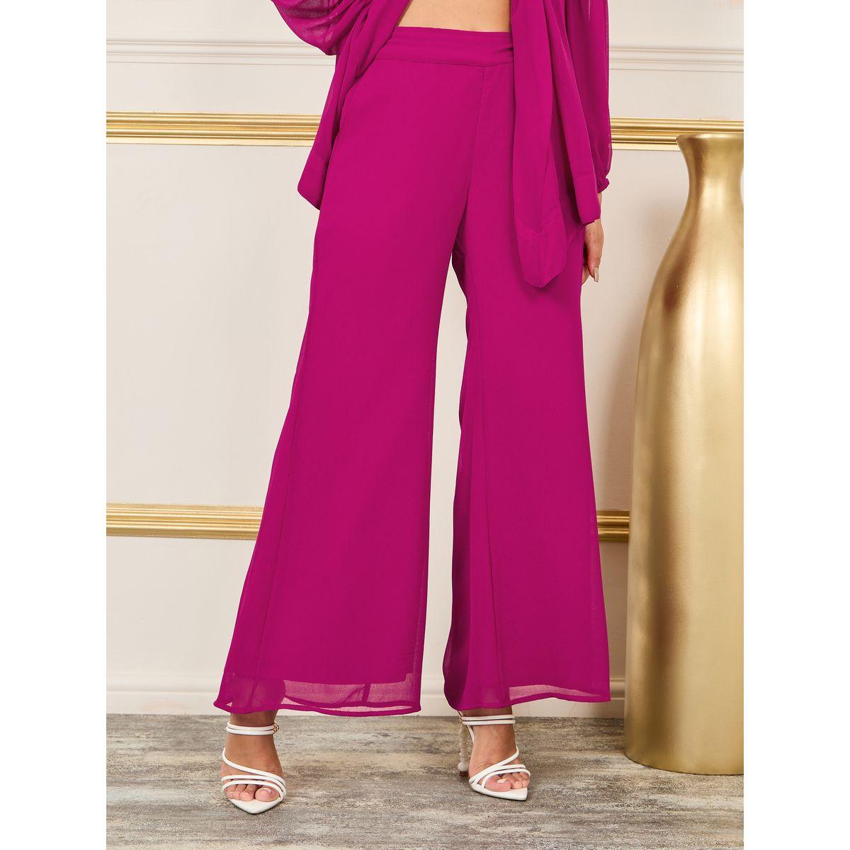 طقم منسق من بنطال واسع مع بلوزة مزينة بالخرز-women-clothing-coordsets-image-4