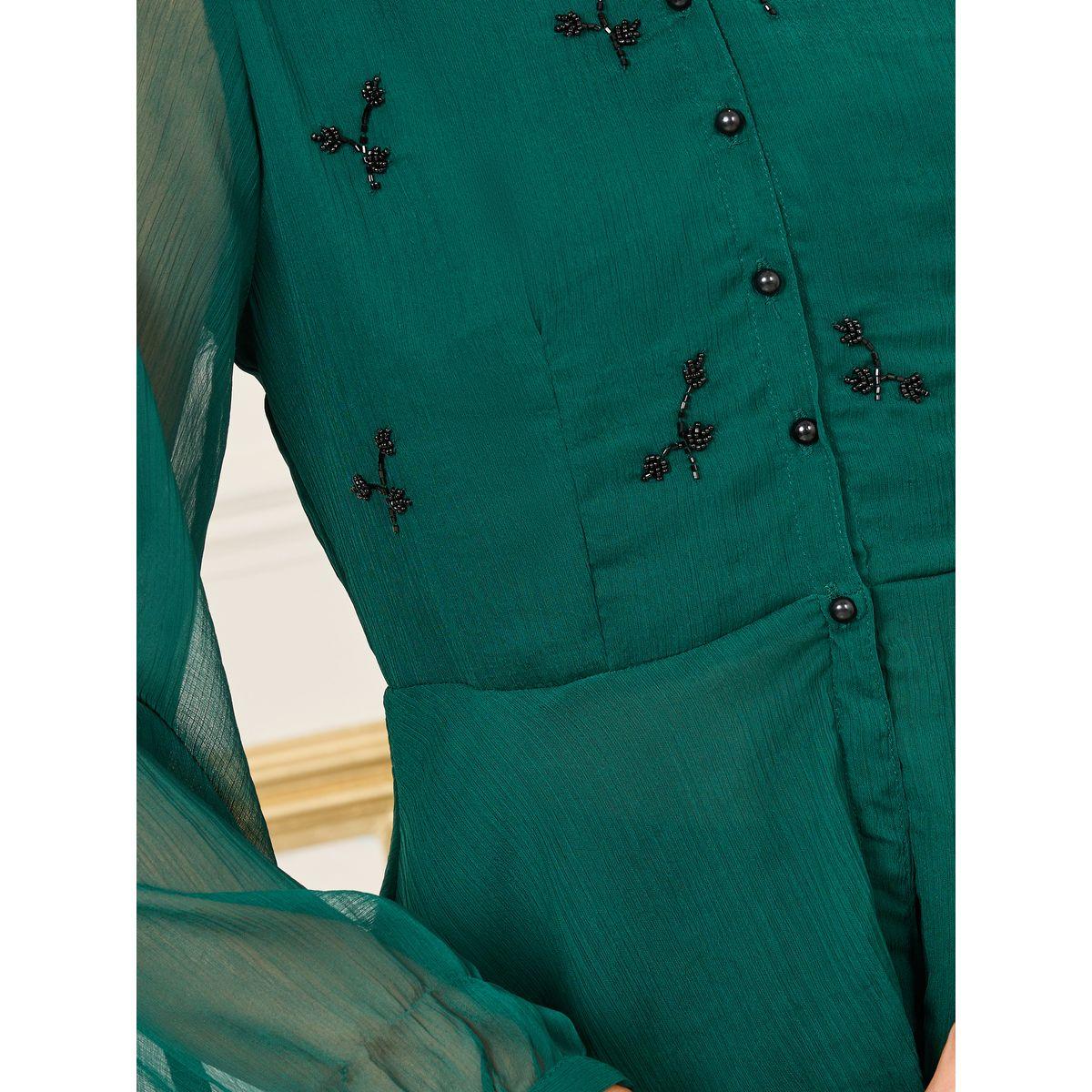 Styli Beaded Detail Layer Peplum Top and Solid Bootcut Co-ords-women-clothing-coordsets-image-3