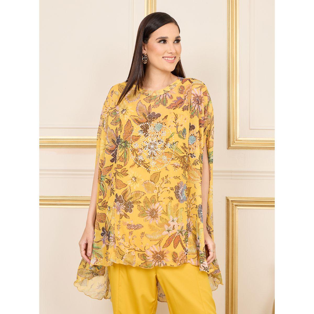 طقم منسق من بنطال واسع مع بلوزة بطبعة زهور-women-clothing-coordsets-image-2