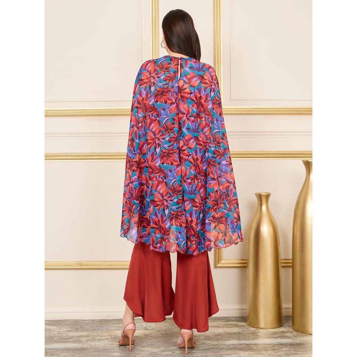 طقم منسق من بنطال واسع مع بلوزة بطبعة زهور-women-clothing-coordsets-image-4
