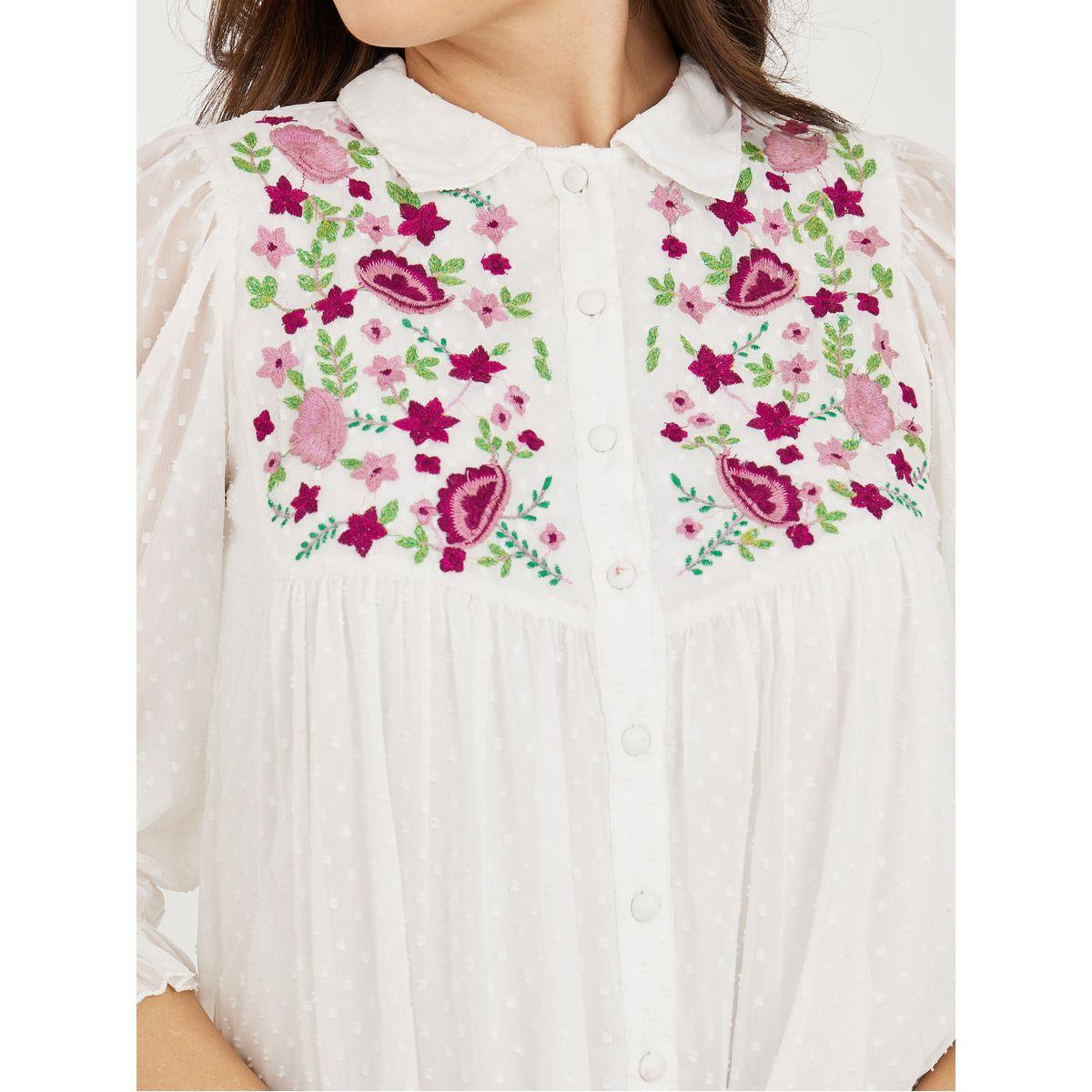 Styli Embroidery Chiffon Shirt with Bootleg Pants Co-Ords-women-clothing-coordsets-image-3
