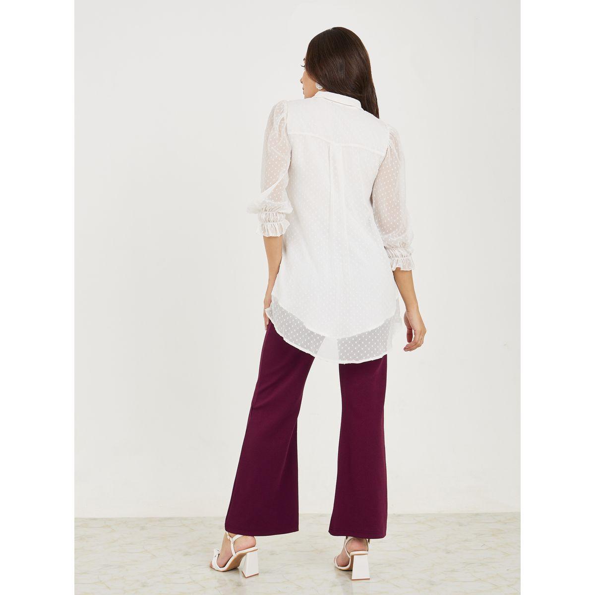 Styli Embroidery Chiffon Shirt with Bootleg Pants Co-Ords-women-clothing-coordsets-image-4