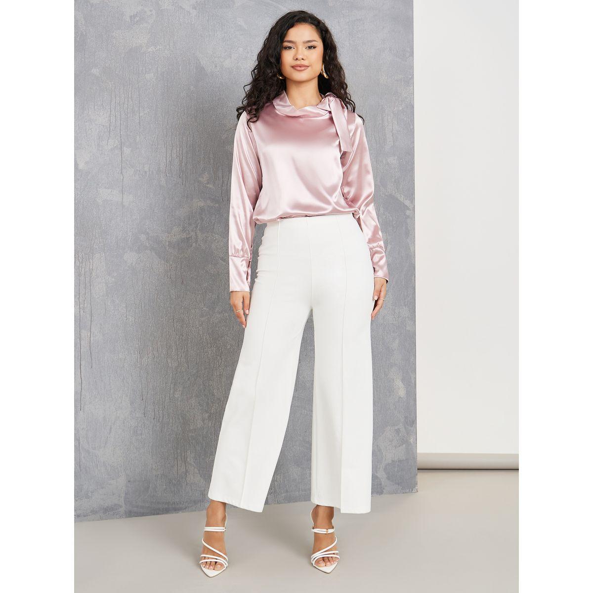 بلوزة ساتان سادة مع ياقة بأربطة-women-clothing-shirtsandblouses-blouses-image-2
