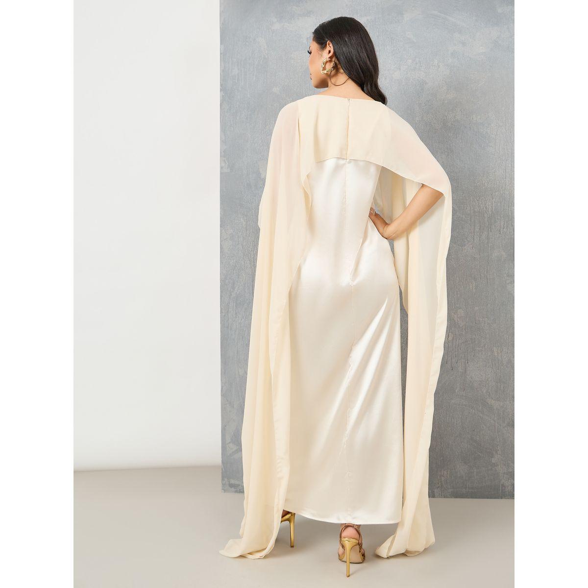 Styli Satin Cape Sleeves Shift Maxi Dress-women-clothing-dresses-image-4