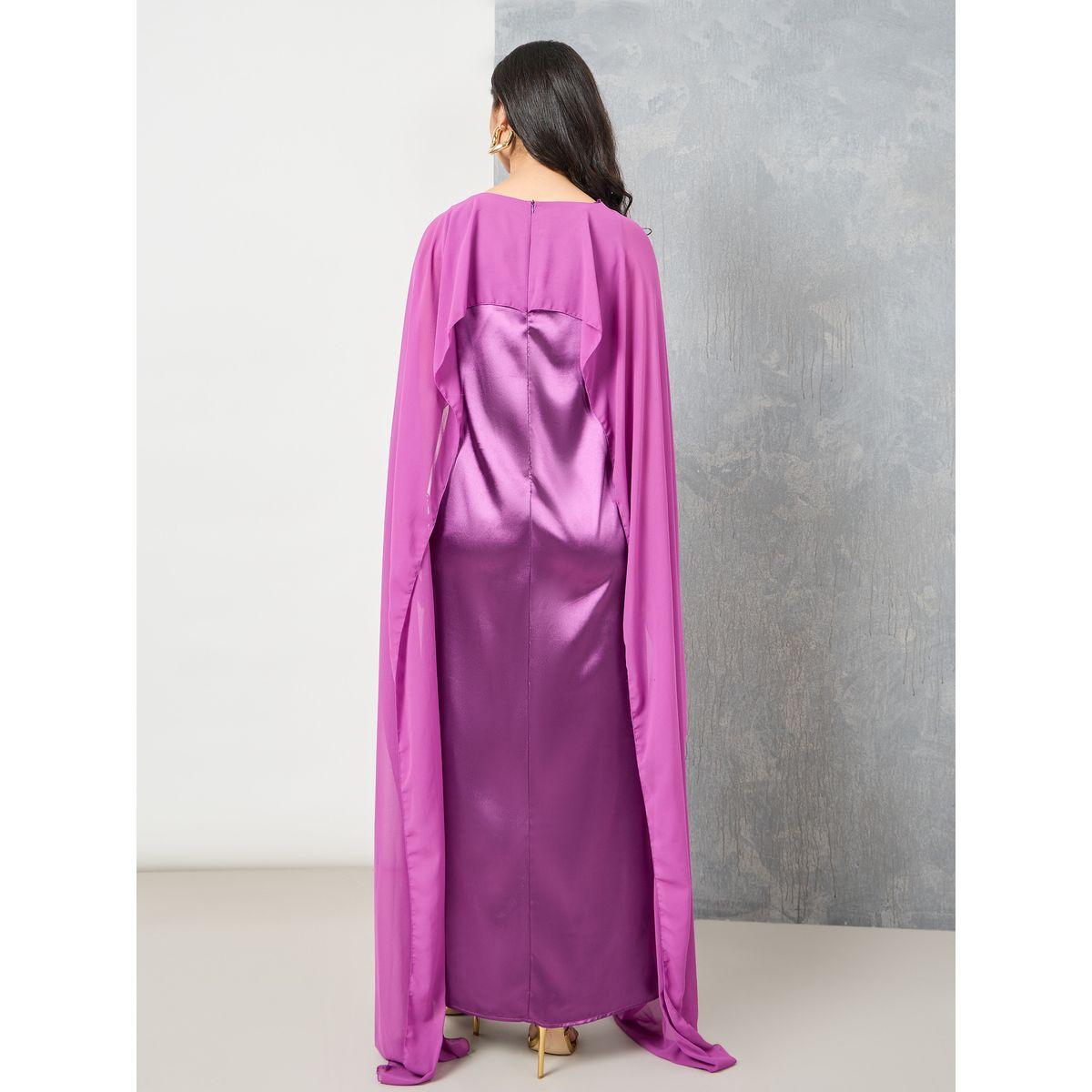 Styli Satin Cape Sleeves Shift Maxi Dress-women-clothing-dresses-image-4