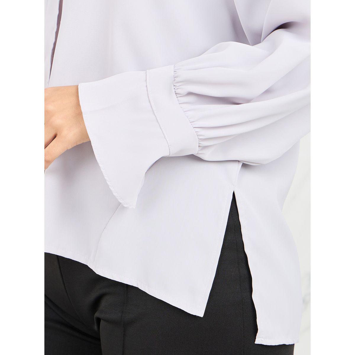 Styli Solid Drop Shoulder Loose Notch Neck Blouse-women-clothing-shirtsandblouses-blouses-image-3
