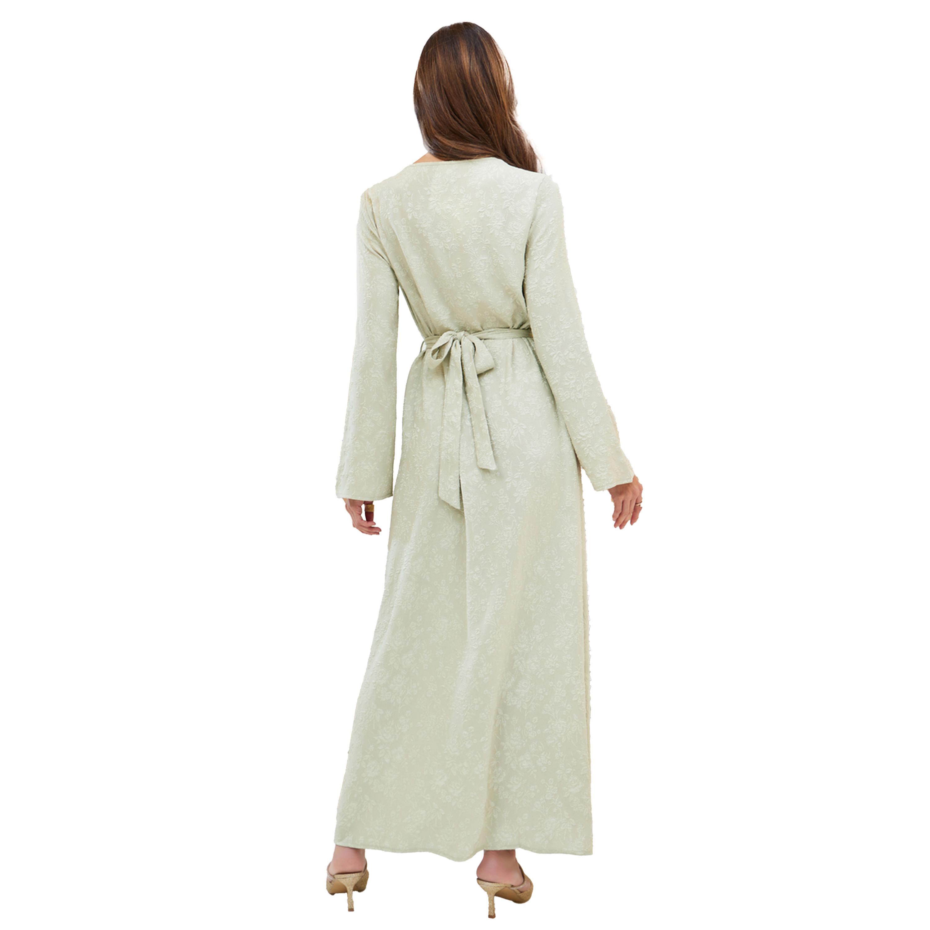 ستايلي - قفطان جاكار بفتحة على شكل حرف V مع تفاصيل دانتيل-women-arabicclothing-kaftan-image-5