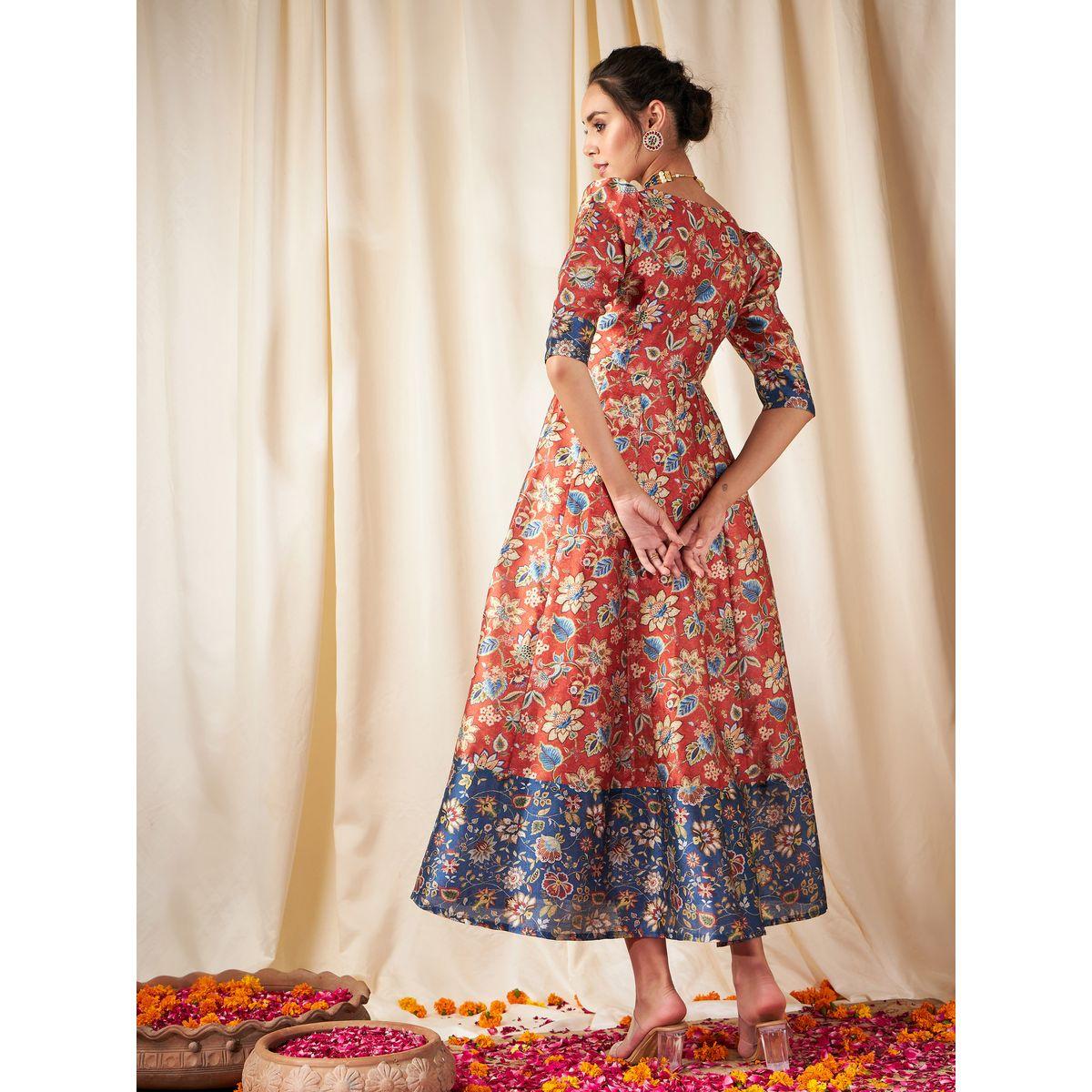 فستان ميدي مطبع بالكامل بطبعة زهور ساسافراس × ستايلي-women-clothing-dresses-image-5