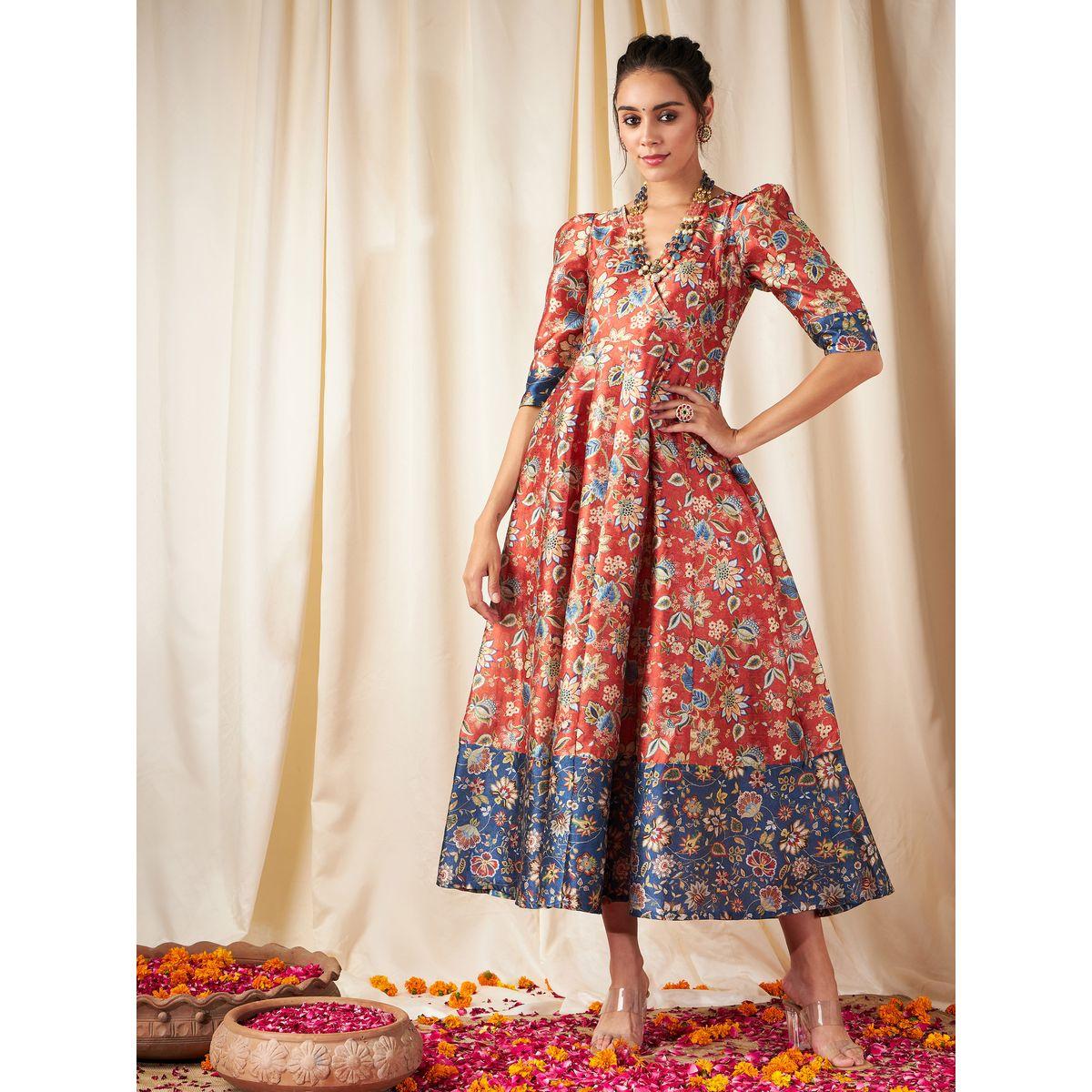 فستان ميدي مطبع بالكامل بطبعة زهور ساسافراس × ستايلي-women-clothing-dresses-image-6