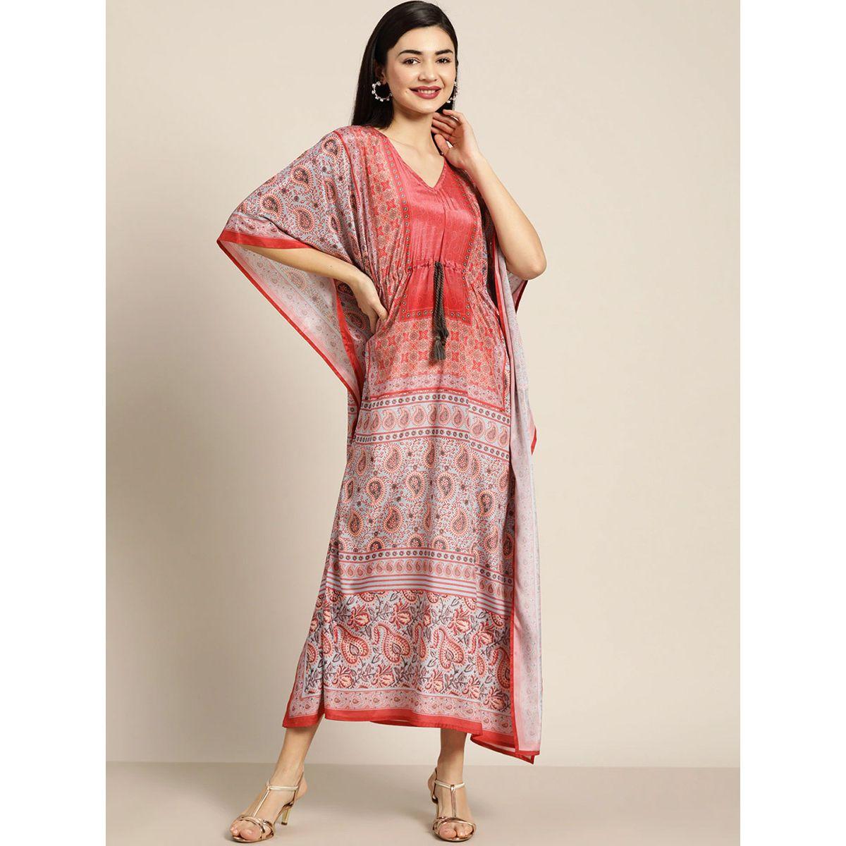 فستان طويل بطبعة بيزلي مع رباط خصر ساسافراس × ستايلي-women-clothing-dresses-image-1