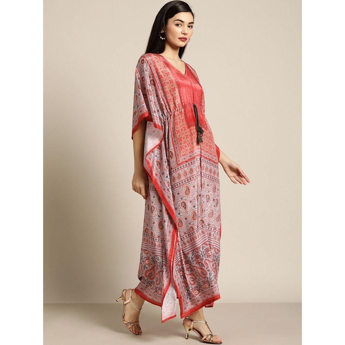 فستان طويل بطبعة بيزلي مع رباط خصر ساسافراس × ستايلي-women-clothing-dresses-image-2